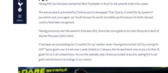 1641565966426060477.png 黄金甲体育-热刺官网首页: 孙兴慜获体坛周报2021亚洲金球奖