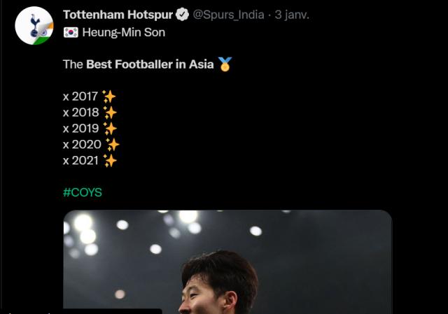 1641565490522010680.png 黄金甲体育-热刺官网首页: 孙兴慜获体坛周报2021亚洲金球奖